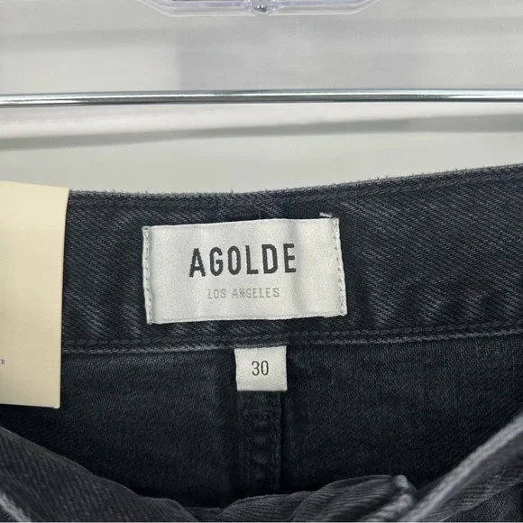 AGOLDE Mila Vintage Black Classic High Rise Denim Shorts in "Slow Burn" 30 NWT - Picture 4 of 9